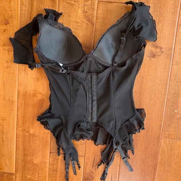 The Escanté Collection Vintage Black Lace Garter Bustier Lingerie Top Size M - Picture 7 of 12